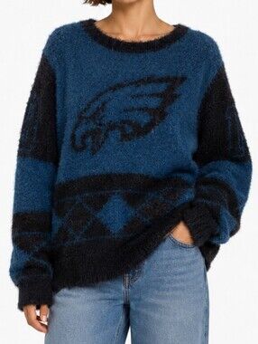 Men's Women's NFL Philadelphia Eagles Fuzzy Knit Sweater Size S Small Logo